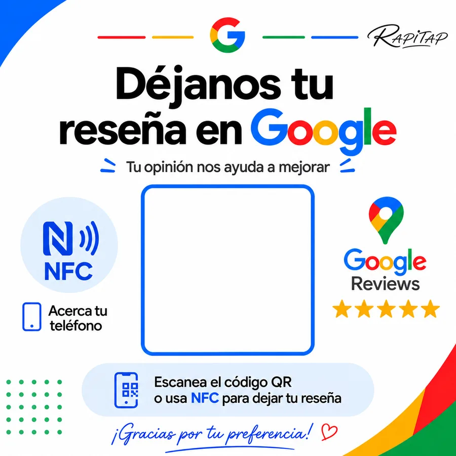 Tarjeta RapiTap para reseñas de Google